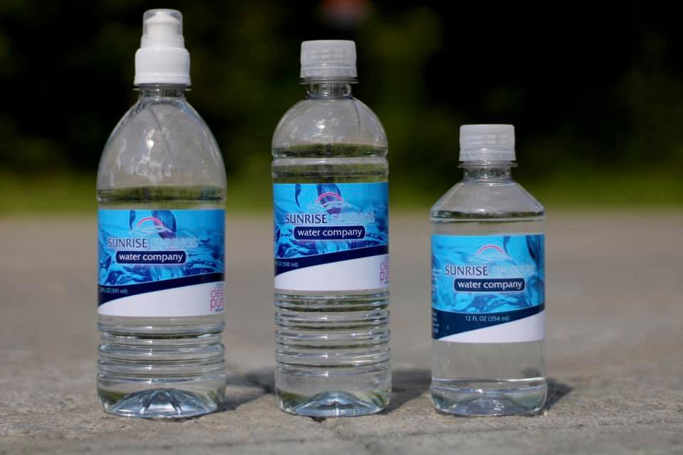 Spring water bottles from Sunrise Springs Water