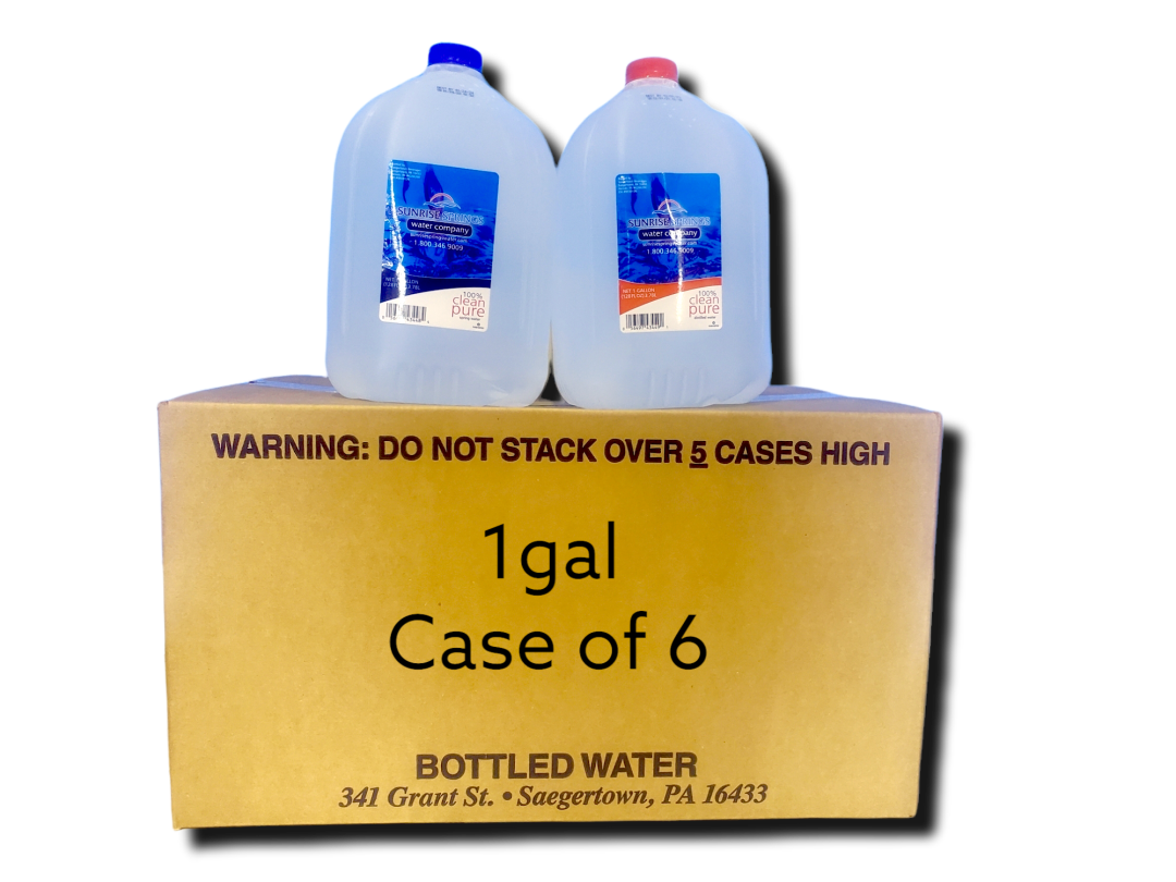 1 gallon cases of water from Sunrise Springs Water